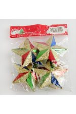 4 Adet Simli Yıldız Yılbaşı Ağaç Süsü 7 cm-Sarı