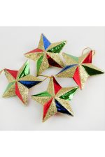 4 Adet Simli Yıldız Yılbaşı Ağaç Süsü 7 cm-Sarı - Görsel 2