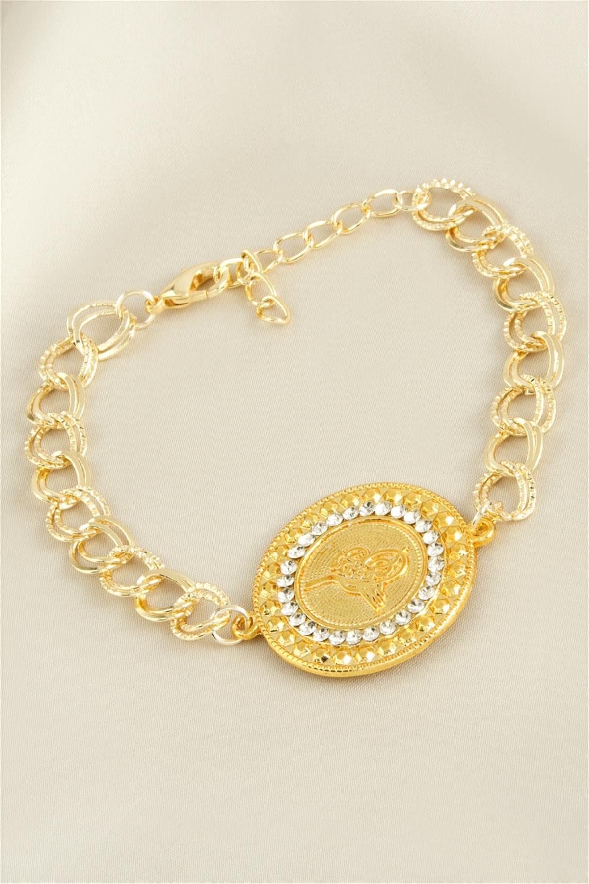 1201133_Osmanli-Tugrasi-Tasli-Bileklik-d1d0.jpg Osmanlı Tuğrası Taşlı Bileklik-Sarı - Görsel 1