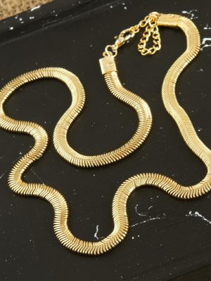 Kobra İtalyan Zincir Kolye 45 cm-Sarı