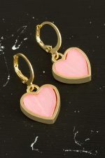 Kalp Polyester Küpe-Açık Pembe - Görsel 2