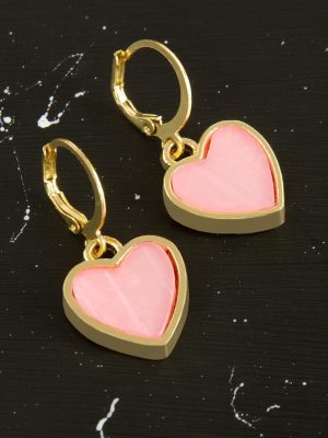 Kalp Polyester Küpe-Açık Pembe