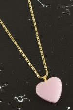 Yeni Sezon Kalp Kolye-Açık Pembe - Görsel 2