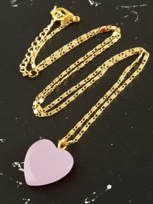 Yeni Sezon Kalp Kolye-Açık Pembe