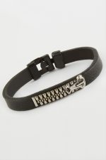 Fermuarlı Kaliteli Suni Deri Bileklik-Siyah