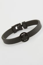 Yaprak Kaliteli Suni Deri Bileklik-Siyah