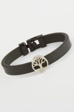 Hayat Ağacı Kaliteli Suni Deri Bileklik-Siyah - Görsel 2