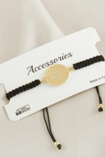 Çeyrek Makrome Örgülü Bileklik-Siyah - Görsel 3