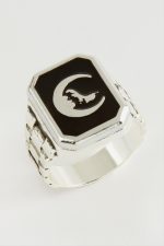 Ay Kurt Metal Erkek Yüzük-Siyah