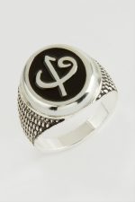 Vav Elif Metal Erkek Yüzük-Gümüş Rengi