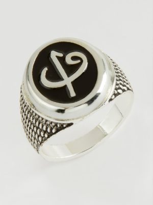 Vav Elif Metal Erkek Yüzük-Gümüş Rengi
