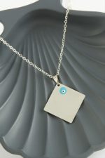 Altıgen İsim Yazılabilir Kolye-Gümüş Rengi