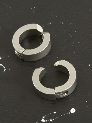 Gümüş Renkli Kıstırmalı Erkek Çelik Küpe 1,5 cm-Gümüş Rengi