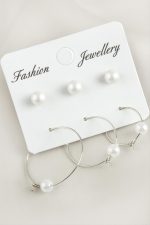 6 Adet İnci Halka Küpe 2,5 cm-Gümüş Rengi - Görsel 2