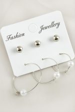 6 Adet İnci Halka Küpe 2,5 cm-Gümüş Rengi - Görsel 2