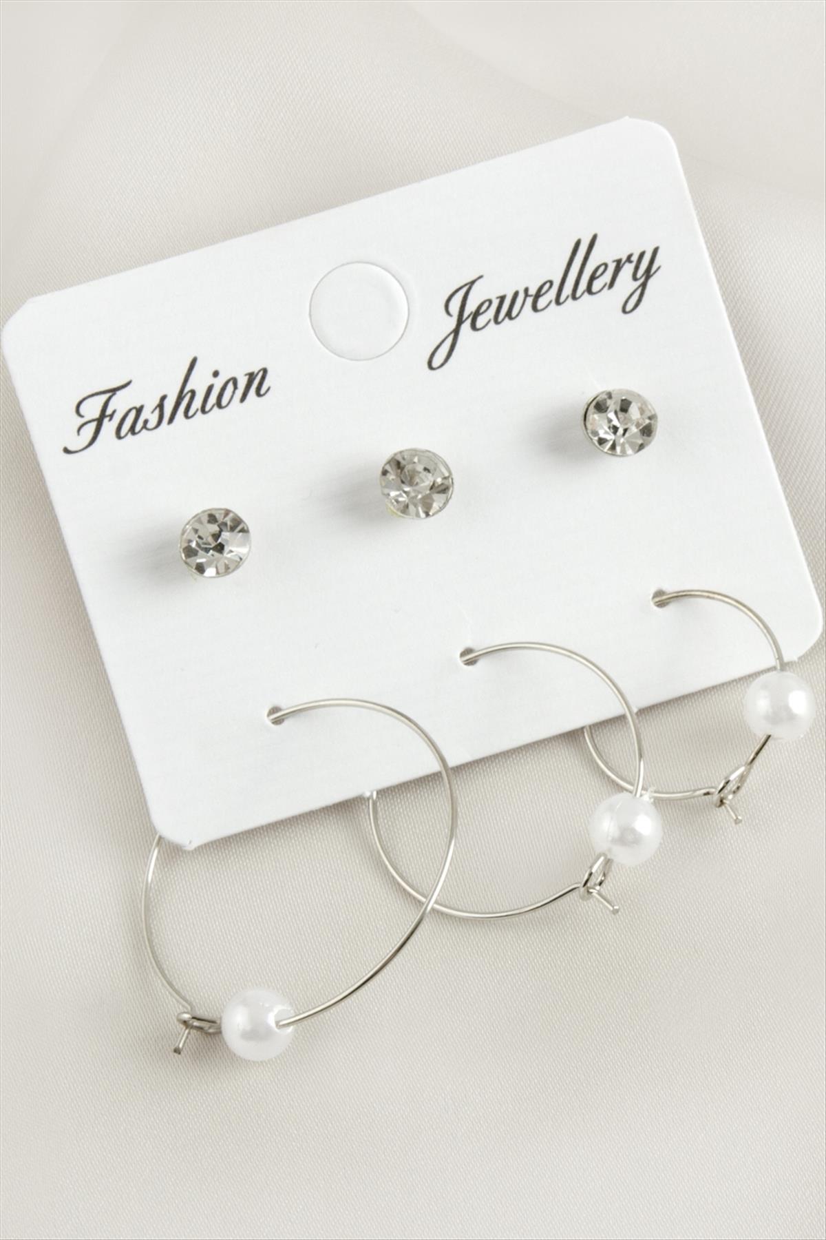 1201210_6-Adet-Inci-Tasli-Halka-Kupe-25-cm-20c6.jpg 6 Adet İnci Taşlı Halka Küpe 2,5 cm-Gümüş Rengi - Görsel 1