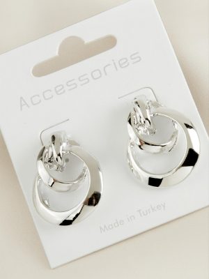 Halka Örgülü Yeni Sezon Metal Küpe-Gümüş Rengi