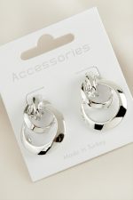 Halka Örgülü Yeni Sezon Metal Küpe-Gümüş Rengi - Görsel 2