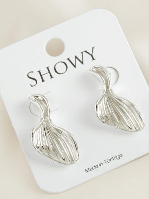 Deniz Kabuğu Tasarımlı Yeni Sezon Metal Küpe-Gümüş Rengi