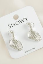 Deniz Kabuğu Tasarımlı Yeni Sezon Metal Küpe-Gümüş Rengi - Görsel 2