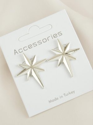 Yıldız Yeni Sezon Metal Küpe-Gümüş Rengi