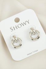 Yuvarlak Yeni Sezon Metal Küpe-Gümüş Rengi