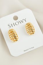 Tırtırlı Trinos Yeni Sezon Metal Küpe-Sarı