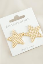 Yıldız Taşlı Yeni Sezon İnci Küpe-Sarı - Görsel 2