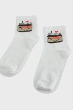 Çikolata Kolej Çorap 8X28-Beyaz - Görsel 2