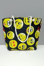 Emoji Desenli Plaj Çantası-Siyah - Görsel 3