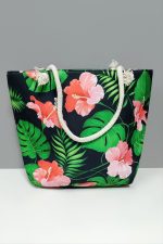 Yaprak Çiçek Desenli Plaj Çantası-Yeşil - Görsel 2