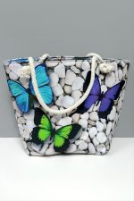Kelebek Desenli Plaj Çantası-Renkli