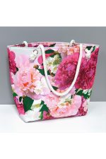 Gül Desenli Plaj Çantası-Pembe - Görsel 4