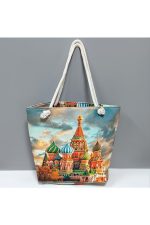 Saray Desenli Plaj Çantası-Turuncu - Görsel 2