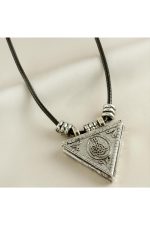 Cevşen Deri Kordonlu Kolye-Siyah - Görsel 3