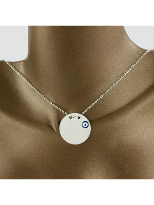 Yuvarlak İsim Yazılabilir Boş Plaka Kolye-Gümüş Rengi