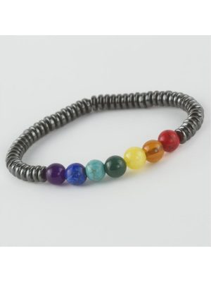 7li Doğaltaş Çakra Bileklik-Antrasit