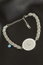 Para Arpa Zincir Lüks Çelik Bileklik-Gümüş Rengi