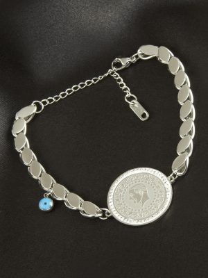 Para Arpa Zincir Lüks Çelik Bileklik-Gümüş Rengi