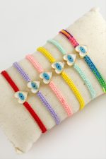Kalp Göz Makrome Örgülü Bileklik-Renkli