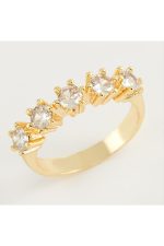 Zirkon Beş Taşlı Yüzük-Sarı