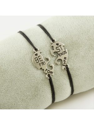 Best Friends Arkadaş Deri Set Kolye-Siyah