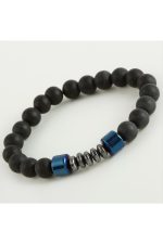 Hematit - Mat Onix Doğaltaş Bileklik-Mavi