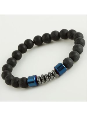 Hematit - Mat Onix Doğaltaş Bileklik-Mavi