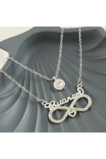 Birtanem Yazılı Sonsuzluk  Yeni Sezon İkili Kolye-Gümüş Rengi - Görsel 2