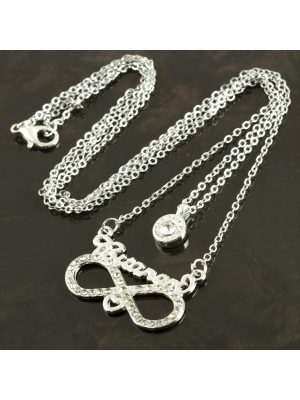 Birtanem Yazılı Sonsuzluk  Yeni Sezon İkili Kolye-Gümüş Rengi