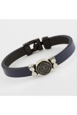 Yuvarlak Kaliteli Suni Deri Bileklik-Lacivert - Görsel 2