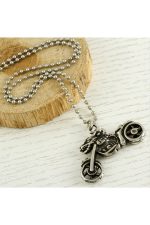 Motor Bisiklet Metal Kolye-Gümüş Rengi - Görsel 3