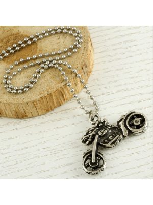 Motor Bisiklet Metal Kolye-Gümüş Rengi