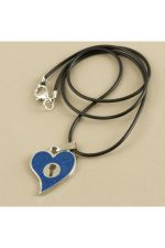 Kalp Metal Vinlex Deri Kolye-Renkli - Görsel 3